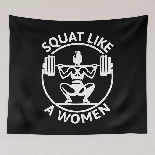 Item preview, Squat Like A Women! Black And White Gym Girlie Squatting designed and sold by PMCreative.