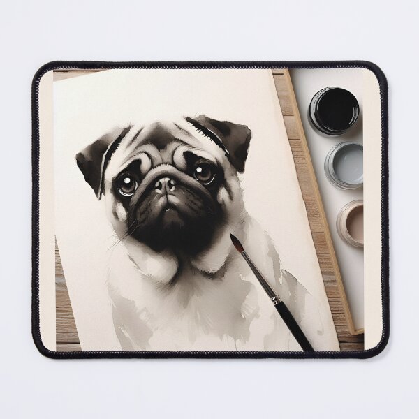 Artikelvorschau, Ink Wash Pug Majesty entworfen und verkauft von PawspectCreate.