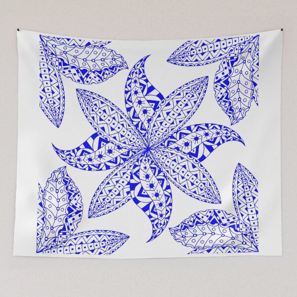 Item preview, Blue pen flower art designed and sold by Anisha  Vaz.