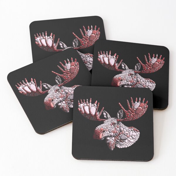 Item preview, Crimson Antler Moose Pebble Art Illustration designed and sold by MachineDesigned.