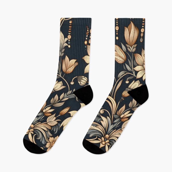 Item preview, Art Nouveau and Boho gold black beige calm pattern fabric gift for her wall art abstract bedroom bathroom floral modern designed and sold by naivnoia.