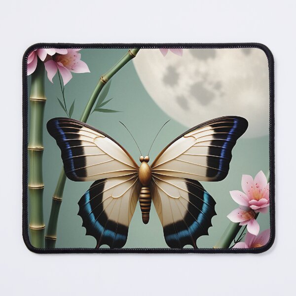 Item preview, A Chinese moon butterfly resting on a bamboo branch designed and sold by IAmagineFR.