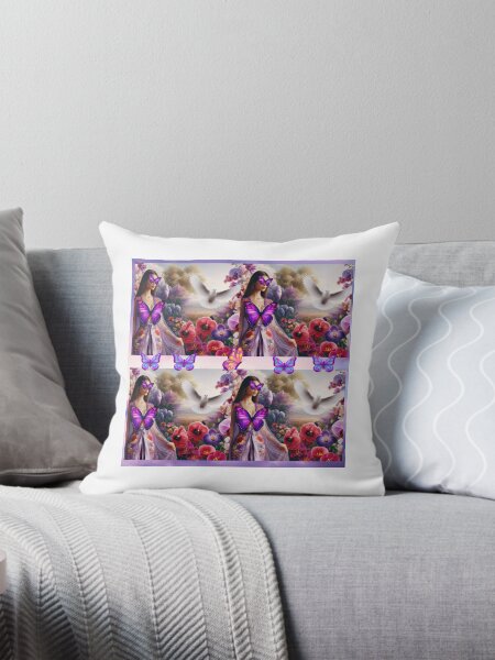 Item preview, Woman butterfly purple color, exotic orchids, poppies, and radiant white dove designed and sold by thanksgracias.
