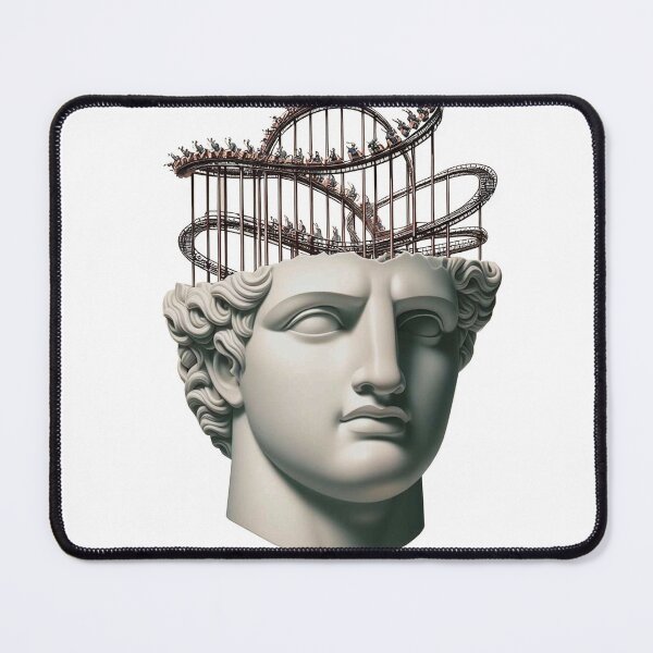 Item preview, greek aesthetic statue with rollercoaster in head designed and sold by JK-motivation.