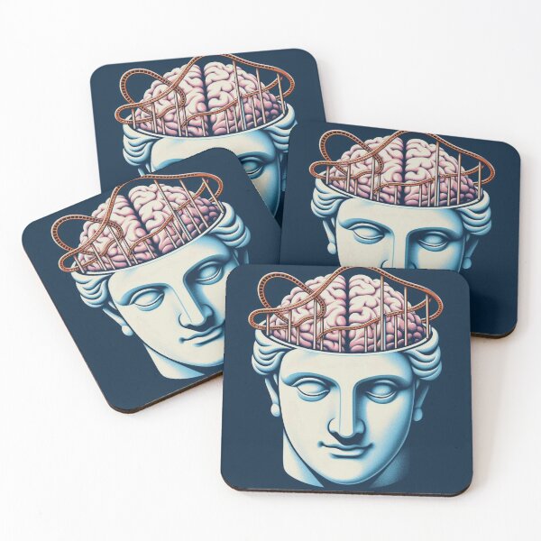 Item preview, greek aesthetic statue with rollercoaster in brain designed and sold by JK-motivation.