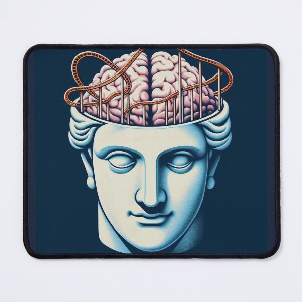 Item preview, greek aesthetic statue with rollercoaster in brain designed and sold by JK-motivation.