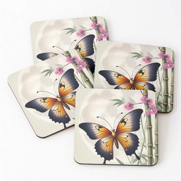 Item preview, A Chinese moon butterfly resting on a bamboo branch designed and sold by IAmagineFR.