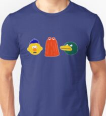 YELLOW, RED, DUCK - on blue Unisex T-Shirt