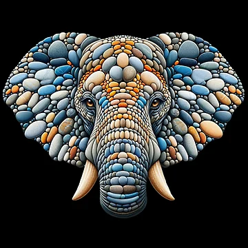 Artwork thumbnail, Serene Azure Elephant Pebble Art Portrait by MachineDesigned