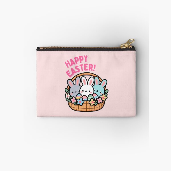 Item preview, Happy Easter | Cute Bunnies in a Basket with Eggs and Flowers designed and sold by Kimochi-Shop.