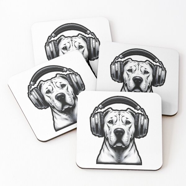 Item preview, Dog with Headphones - Dogo Argentino designed and sold by Truck Stop One.