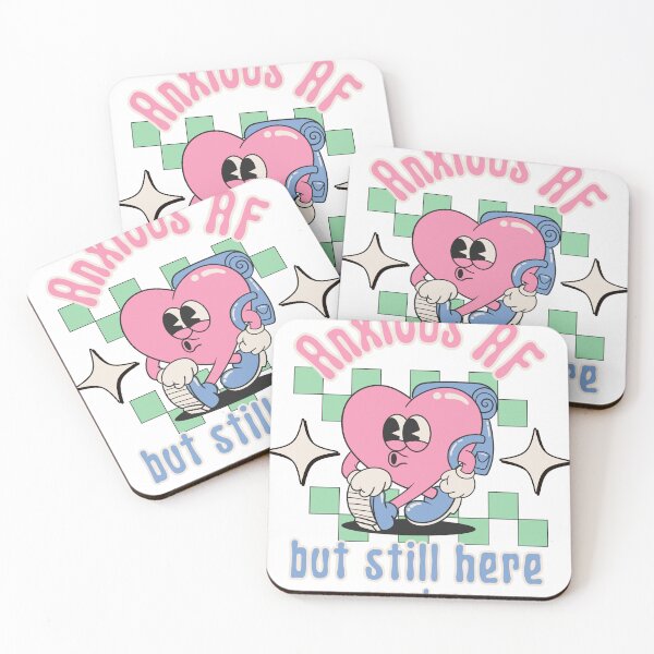 Item preview, Anxious AF but still here - Retro Heart Mental Health designed and sold by stumblingdesign.