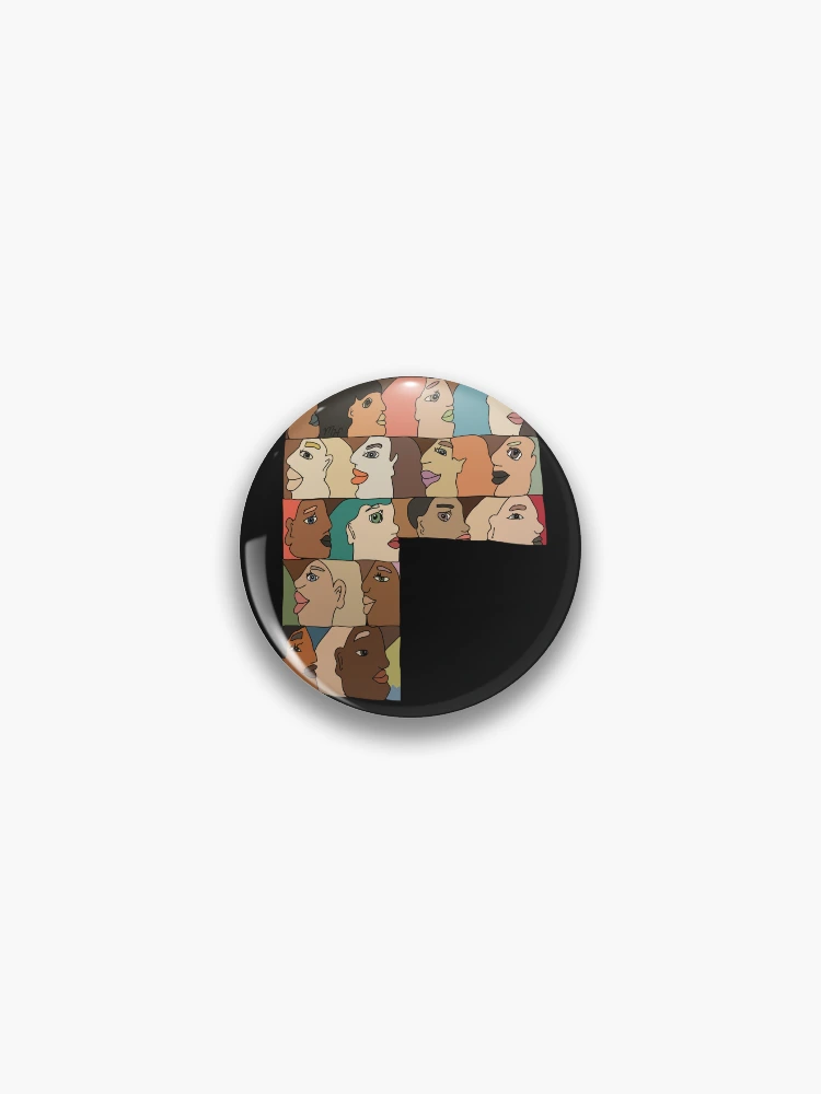 Thumbnail 1 of 3, Pin, Repeating Diverse Colorful Faces designed and sold by meaowl.