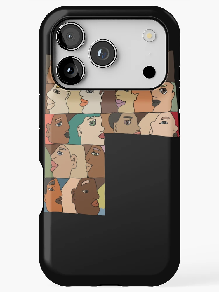 Thumbnail 1 of 4, iPhone Case, Repeating Diverse Colorful Faces designed and sold by meaowl.
