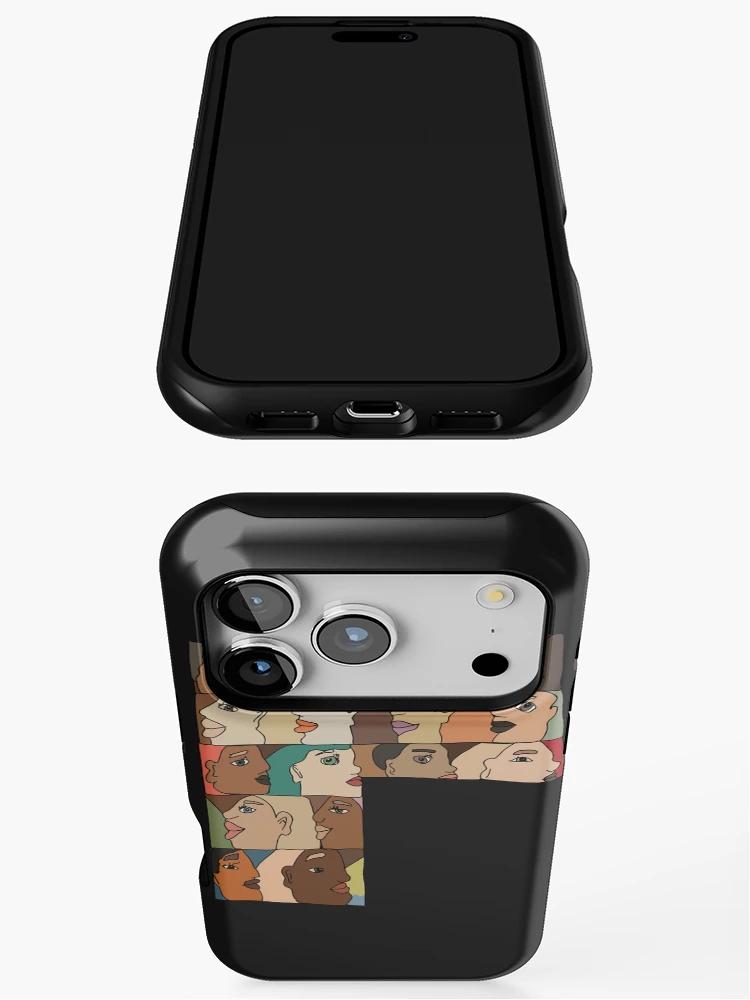 Thumbnail 3 of 4, iPhone Case, Repeating Diverse Colorful Faces designed and sold by meaowl.