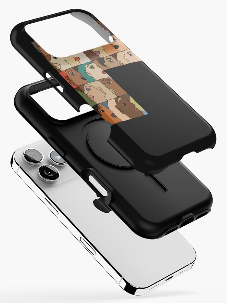 Thumbnail 2 of 4, iPhone Case, Repeating Diverse Colorful Faces designed and sold by meaowl.