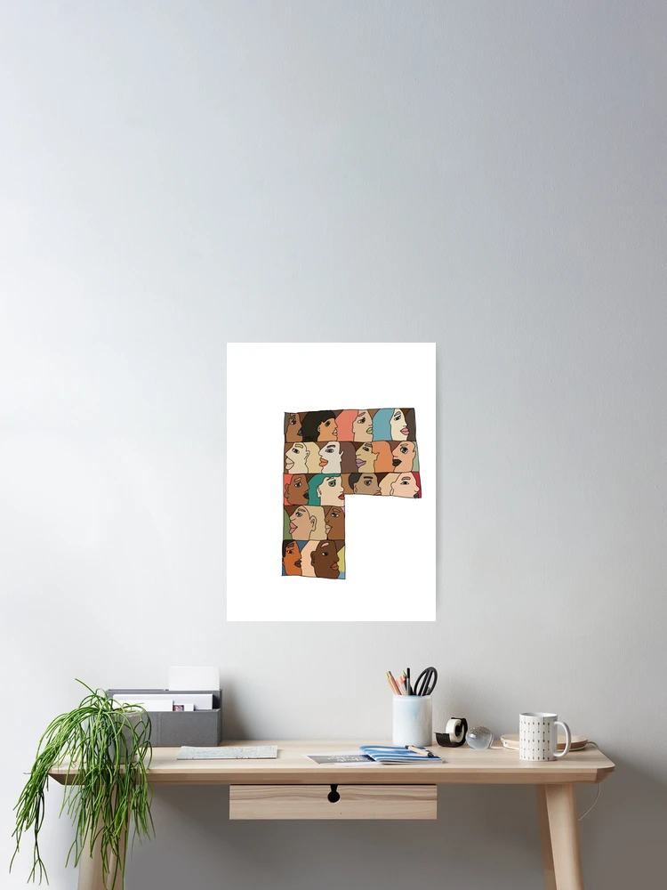 Thumbnail 2 of 3, Poster, Repeating Diverse Colorful Faces designed and sold by meaowl.