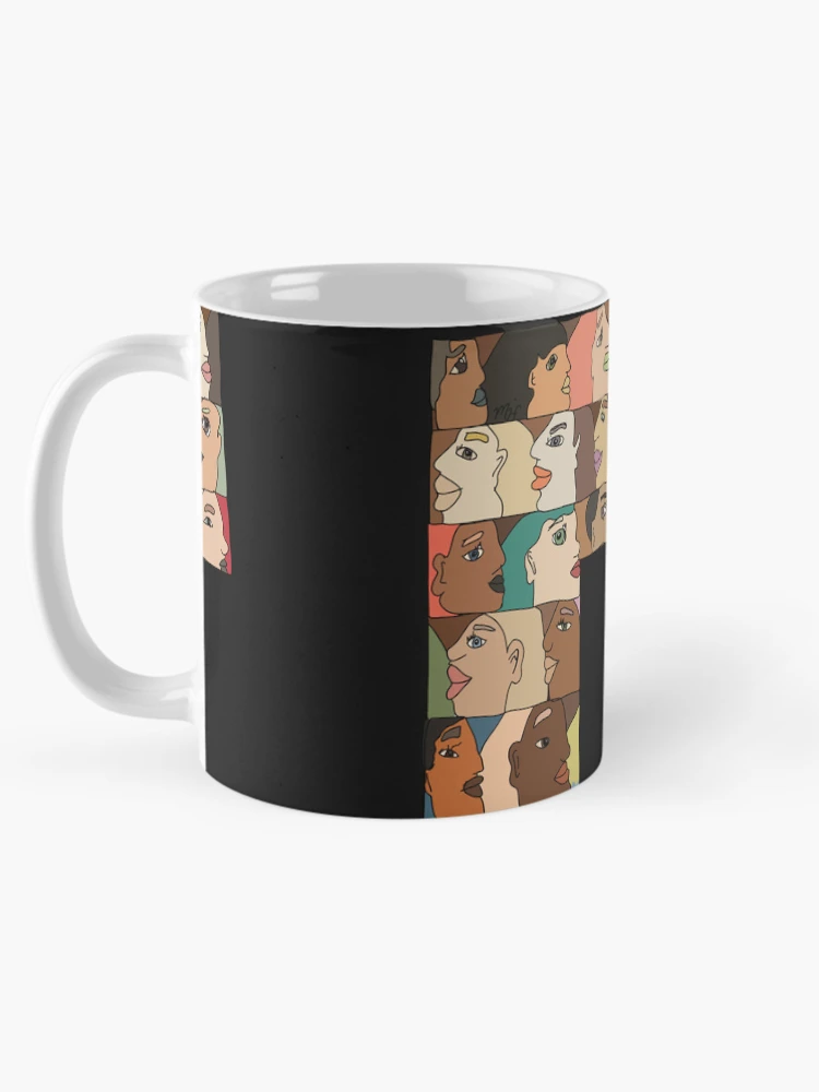 Thumbnail 5 of 6, Coffee Mug, Repeating Diverse Colorful Faces designed and sold by meaowl.
