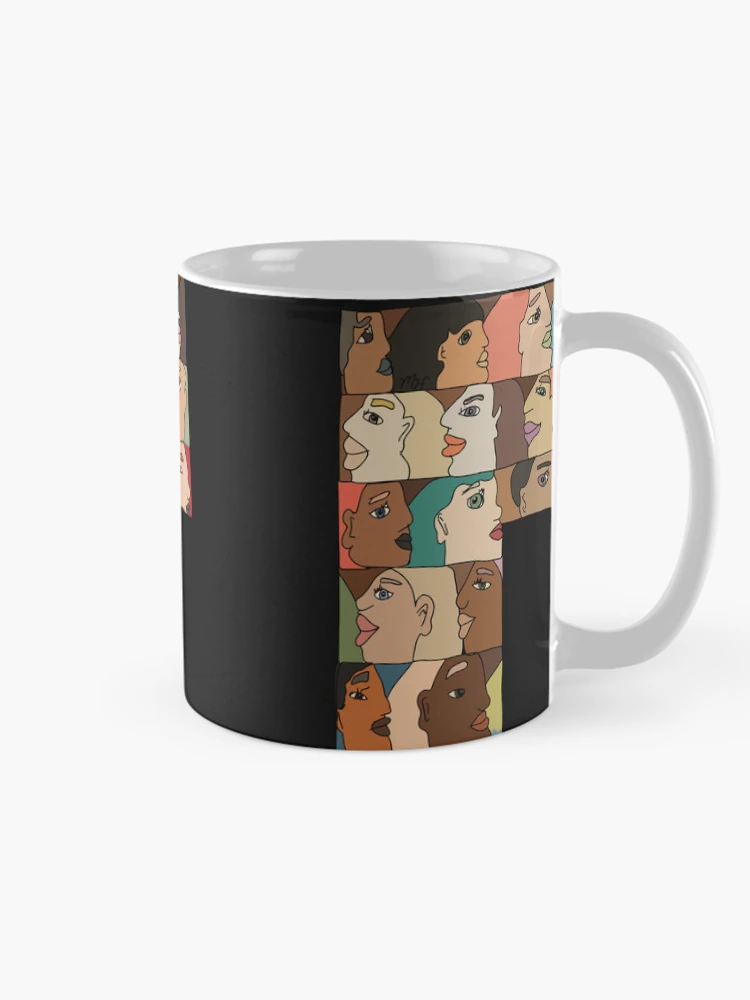 Thumbnail 3 of 6, Coffee Mug, Repeating Diverse Colorful Faces designed and sold by meaowl.