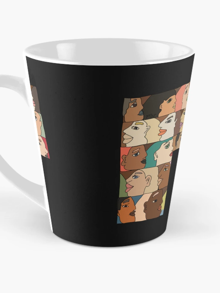 Thumbnail 3 of 4, Coffee Mug, Repeating Diverse Colorful Faces designed and sold by meaowl.