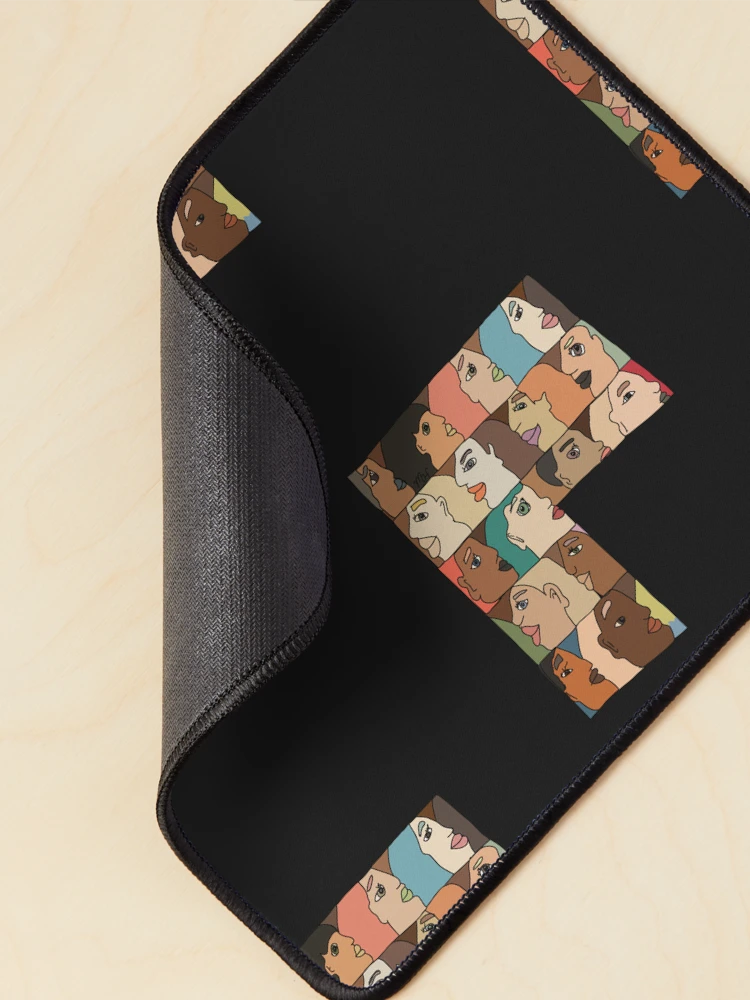 Thumbnail 2 of 5, Mouse Pad, Repeating Diverse Colorful Faces designed and sold by meaowl.