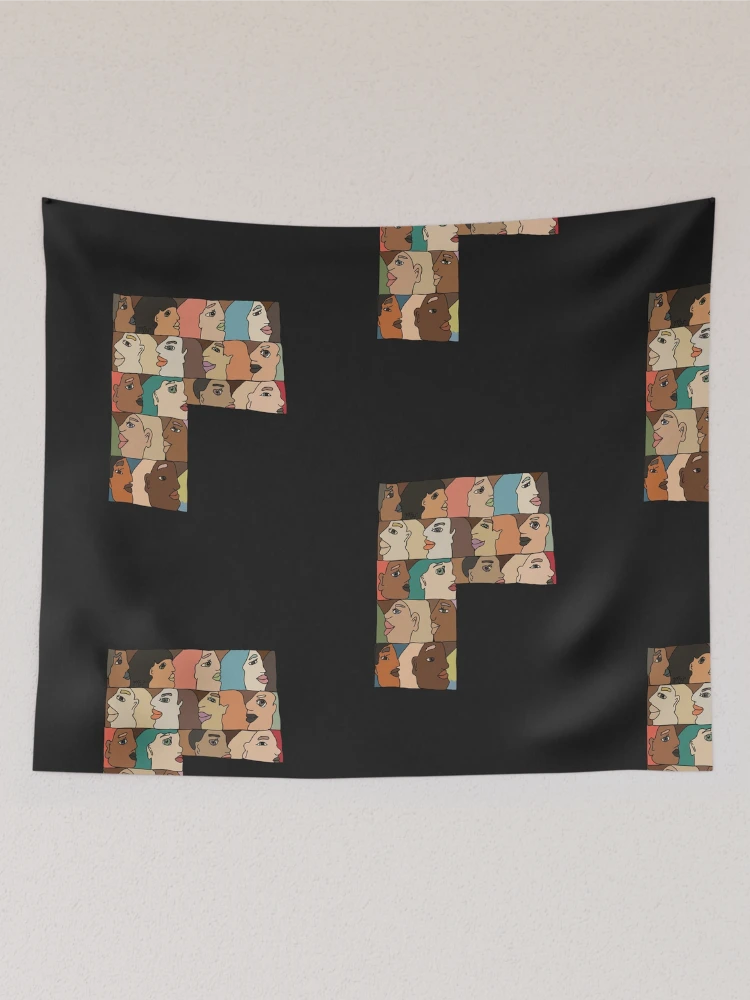 Thumbnail 2 of 3, Tapestry, Repeating Diverse Colorful Faces designed and sold by meaowl.