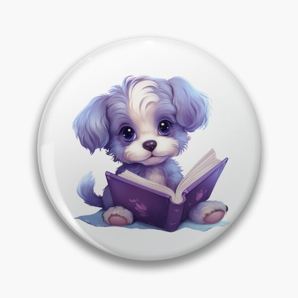 Item preview, Cute Baby Purple Malti-Poo Dog reading a book designed and sold by kalyssa44.