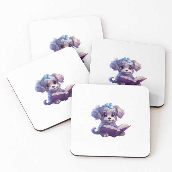 Item preview, Cute Baby Purple Malti-Poo Dog reading a book designed and sold by kalyssa44.
