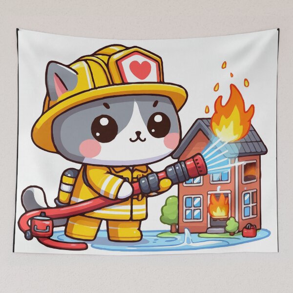 Item preview, The Experienced Firefighter Cat designed and sold by Gacram.