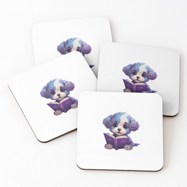 Item preview, Cute Baby Purple Malti-Poo Dog reading a book designed and sold by kalyssa44.