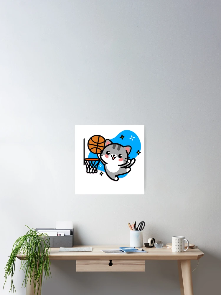 Thumbnail 2 of 3, Poster, #5 basketball cat designed and sold by Kiskadee-Draw.