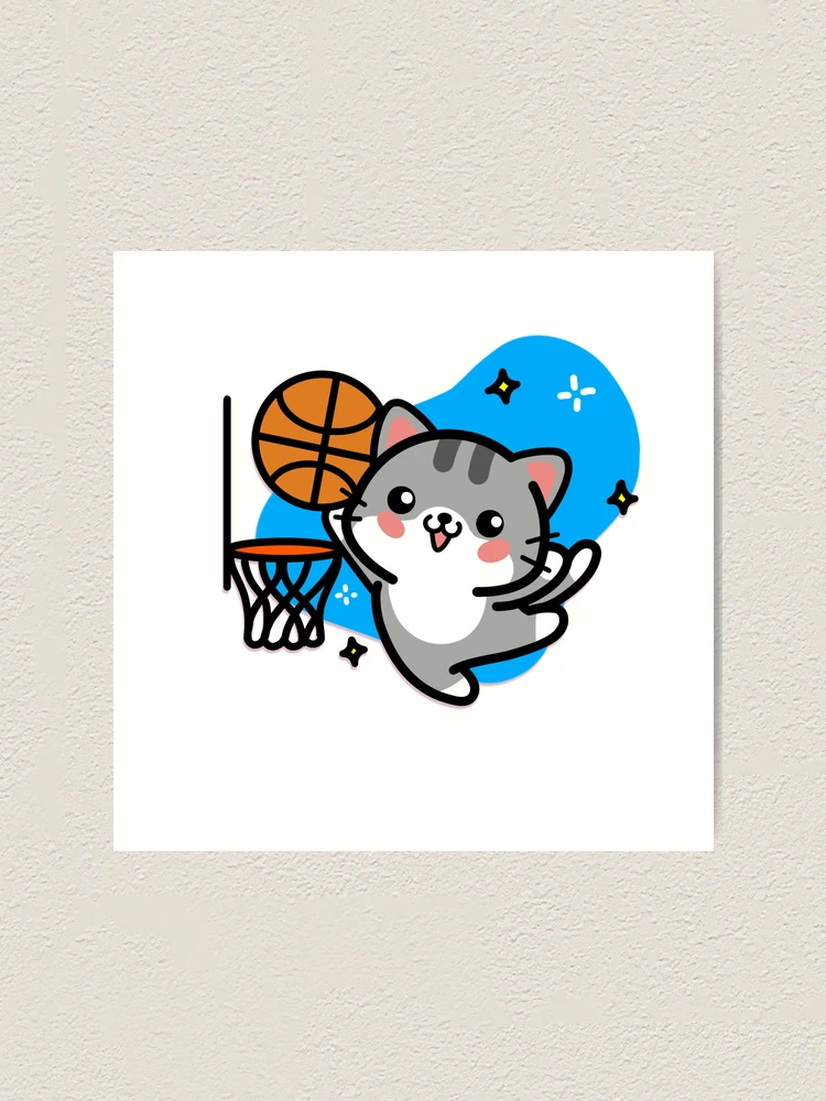 Thumbnail 1 von 3, Kunstdruck, #5 Basketballkatze designt und verkauft von Kiskadee-Draw.