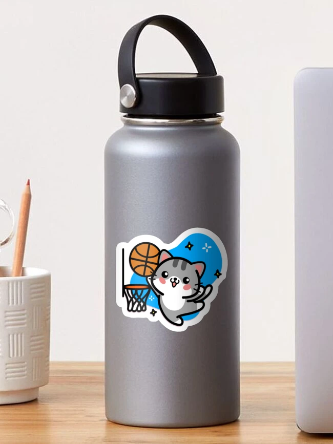 Thumbnail 1 of 3, Sticker, #5 basketball cat designed and sold by Kiskadee-Draw.