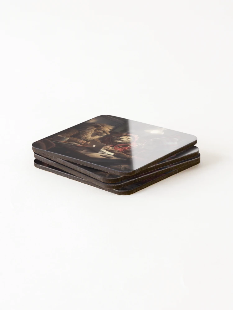 Thumbnail 4 of 5, Coasters (Set of 4), Lion Art designed and sold by Obsidian Ink by Wilshire.