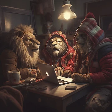 Artwork thumbnail, Lion Art by Obsidian Ink by Wilshire