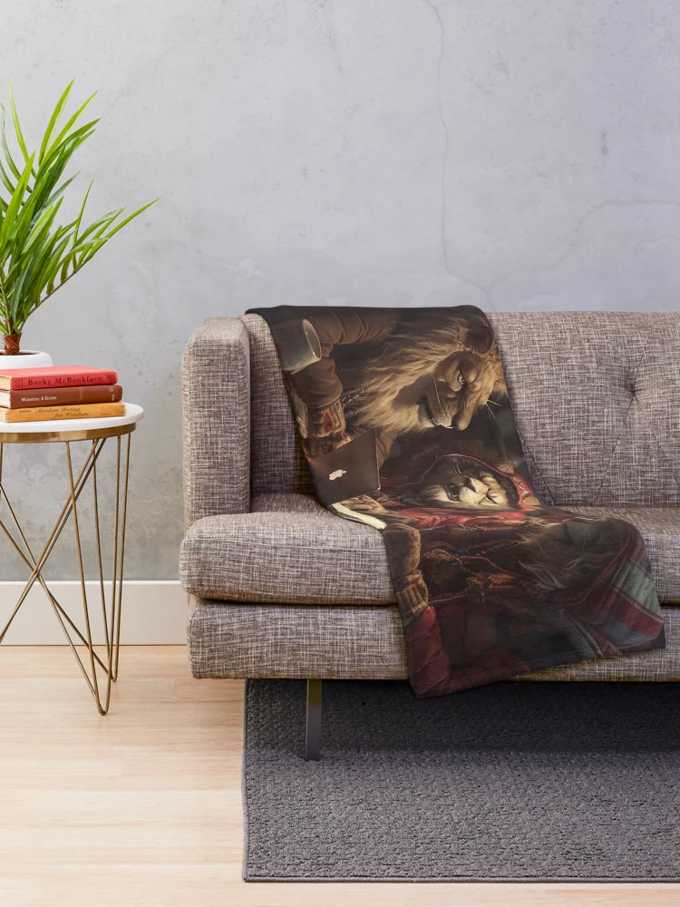 Thumbnail 2 of 6, Throw Blanket, Lion Art designed and sold by Obsidian Ink by Wilshire.