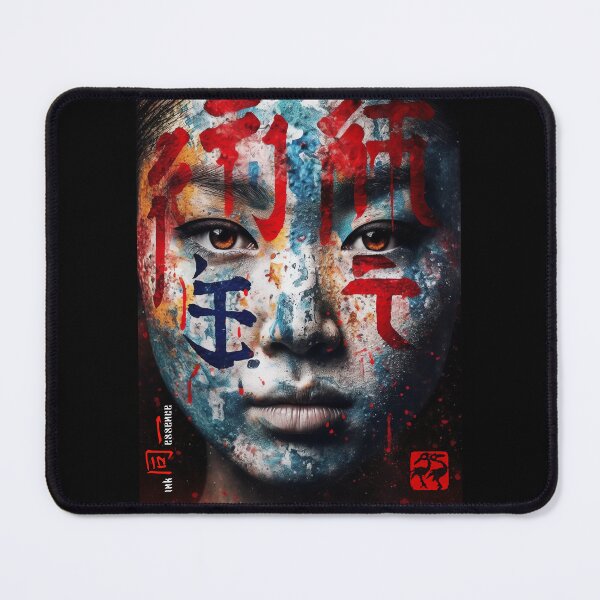 Item preview, Ink Essence - Japanese Aesthetic Surreal Kanji Symbol Painted Face Art 58 designed and sold by MadeByRobots.