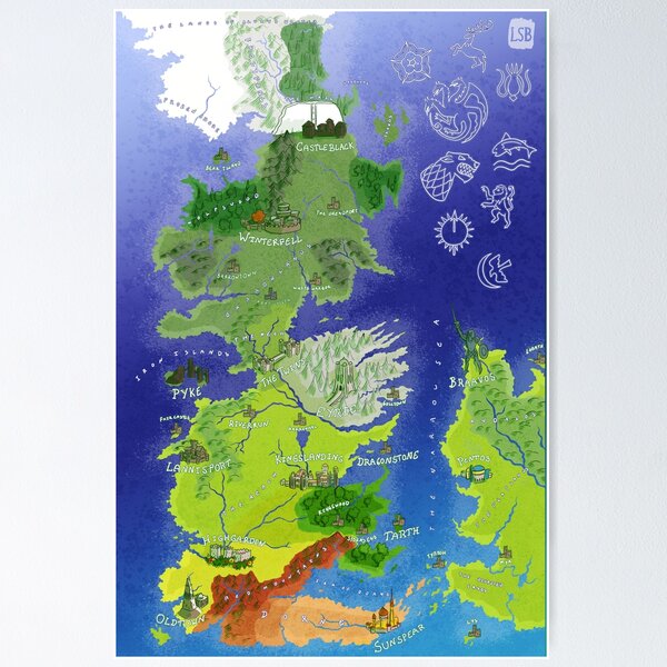 Ice and Fire Fantasy Map Poster