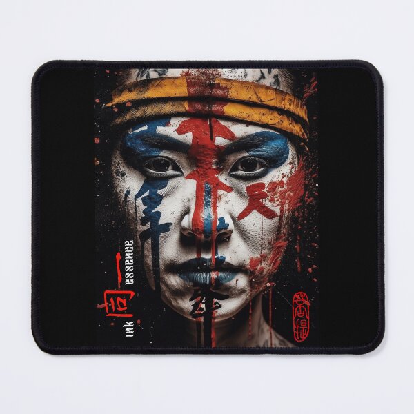 Item preview, Ink Essence - Japanese Aesthetic Surreal Kanji Symbol Painted Face Art 60 designed and sold by MadeByRobots.