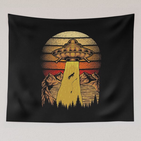 Item preview, Cosmic Abduction: UFO Encounter Over Mountain Range designed and sold by RuyaFab.