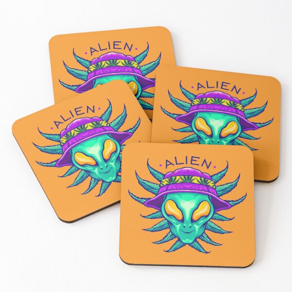 Item preview, Chill Alien: Extraterrestrial Vibes with Cannabis Leaves designed and sold by RuyaFab.