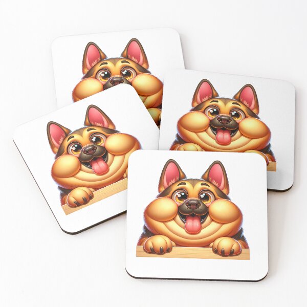 Item preview, Dog peeking, German Shepherd cartoon design designed and sold by ArtshopDRM.