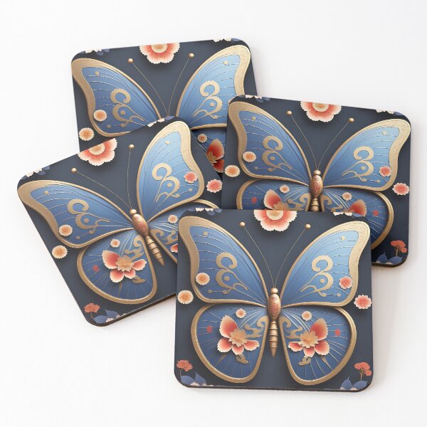 Item preview, A Chinese moon butterfly with open wings, revealing subtle flower patterns designed and sold by IAmagineFR.