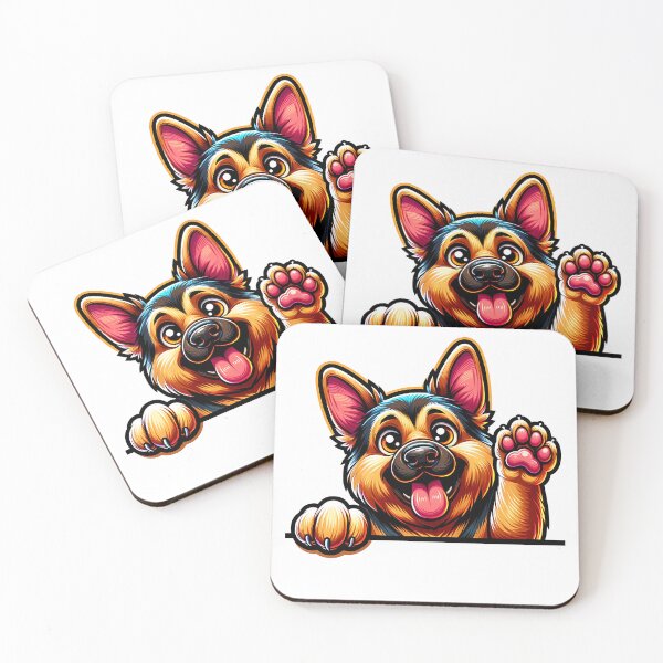 Item preview, Dog peeking, German Shepherd cartoon design designed and sold by ArtshopDRM.