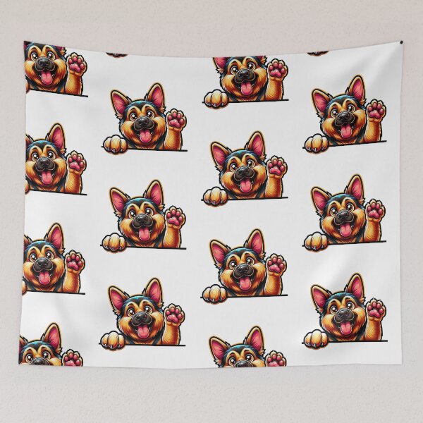 Item preview, Dog peeking, German Shepherd cartoon design designed and sold by ArtshopDRM.