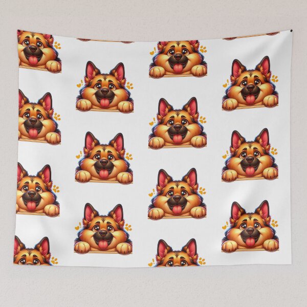 Item preview, Dog peeking, German Shepherd cartoon design designed and sold by ArtshopDRM.