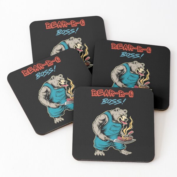 Item preview, Grill King of the Retro Jungle: 80's BBQ Bear Boss designed and sold by Moisky Patterns.
