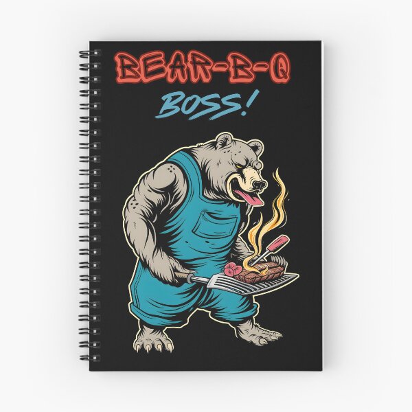 Item preview, Grill King of the Retro Jungle: 80's BBQ Bear Boss designed and sold by Moisky Patterns.