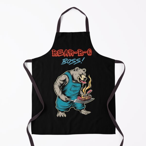 Item preview, Grill King of the Retro Jungle: 80's BBQ Bear Boss designed and sold by Moisky Patterns.