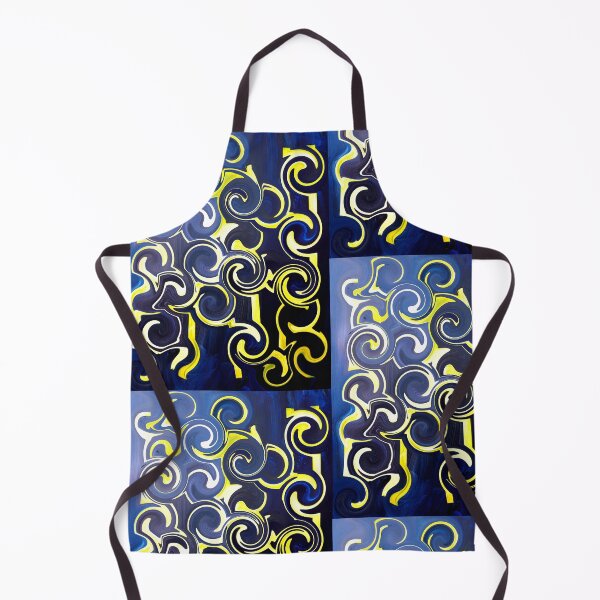 Artikelvorschau, Fantasiemuster gelb blau schwarz Kreise Linien Flächen entworfen und verkauft von G-M-Designs.